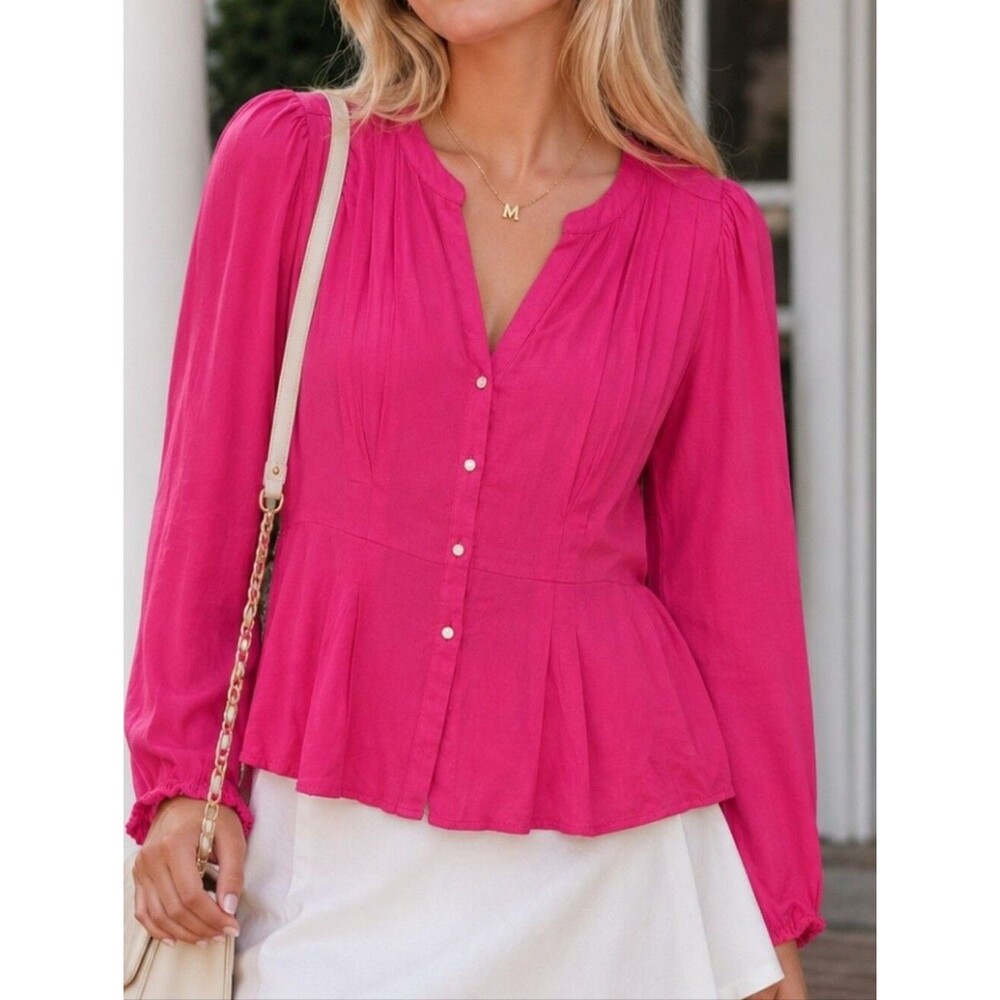 89th and Madison pink button front girlie preppy feminine regal cardigan L NWT